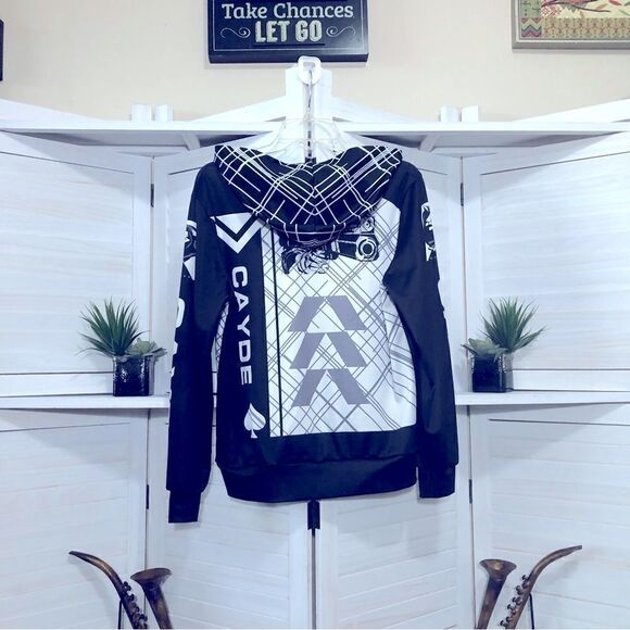 Marvel Cayde Skull Hoodie Black White Long Sleeve Size Small - Picture 2 of 9